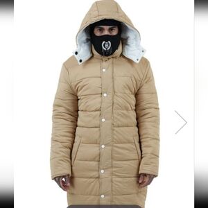 Men's (Unisex) REVERSIBLE Tan- White Puffer Coat Jacket Mens 3x, Womens‎ 4x NWT